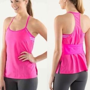 Lululemon Amped Up Tank Top Raspberry Glo Light Groovy Multi Stripe
